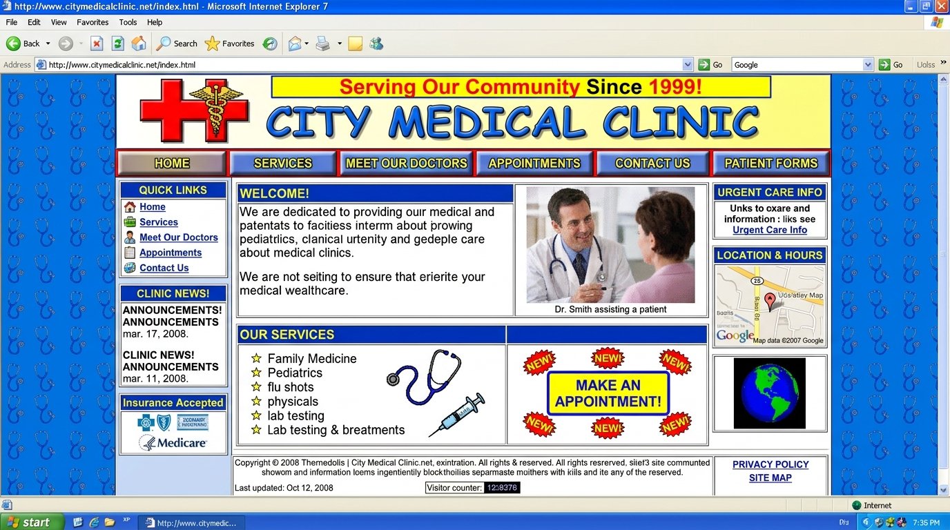 Outdated Broken Website Before
