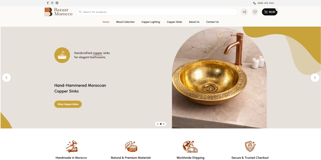 Bazaar Morocco handcrafted artisan decor online store preview