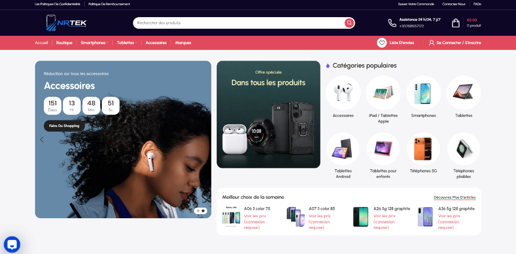 NRTEK electronics and tech gadgets e-commerce store preview